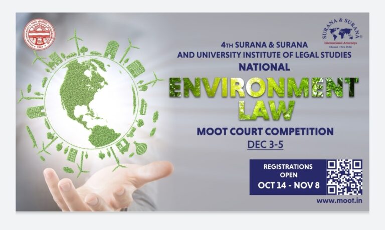 4th Surana & Surana and UILS National Environmental Law Moot Court Competition, 2021: Register by Nov 8