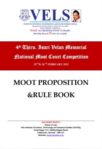 4th Thiru Isari Velan Memorial National Moot Court Competition 25th & 26th February 2022