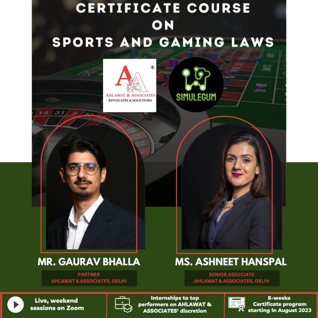 Poster Certificate Course on Sports and Gaming Laws