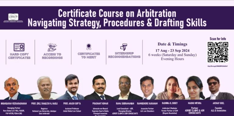 Certificate Course on Arbitration Navigating Strategy, Procedures, and Drafting Skills by LexPacto