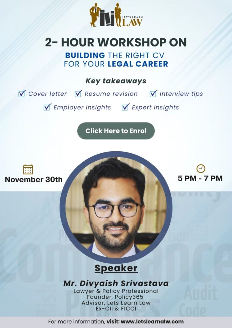 2 Hour Workshop on Building the right CV for your legal career by Lets Learn Law (Seats filling fast!)