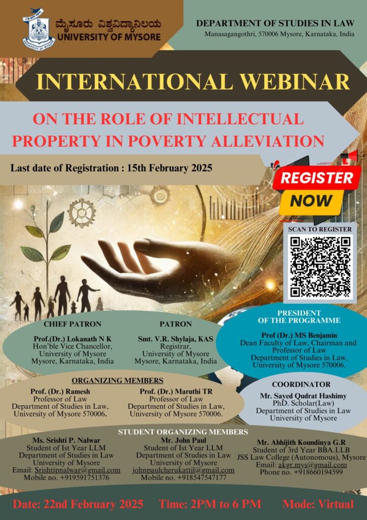 International Webinar on the Role of Intellectual Property in Poverty Alleviation Sayed Qudrat Hashimy 1