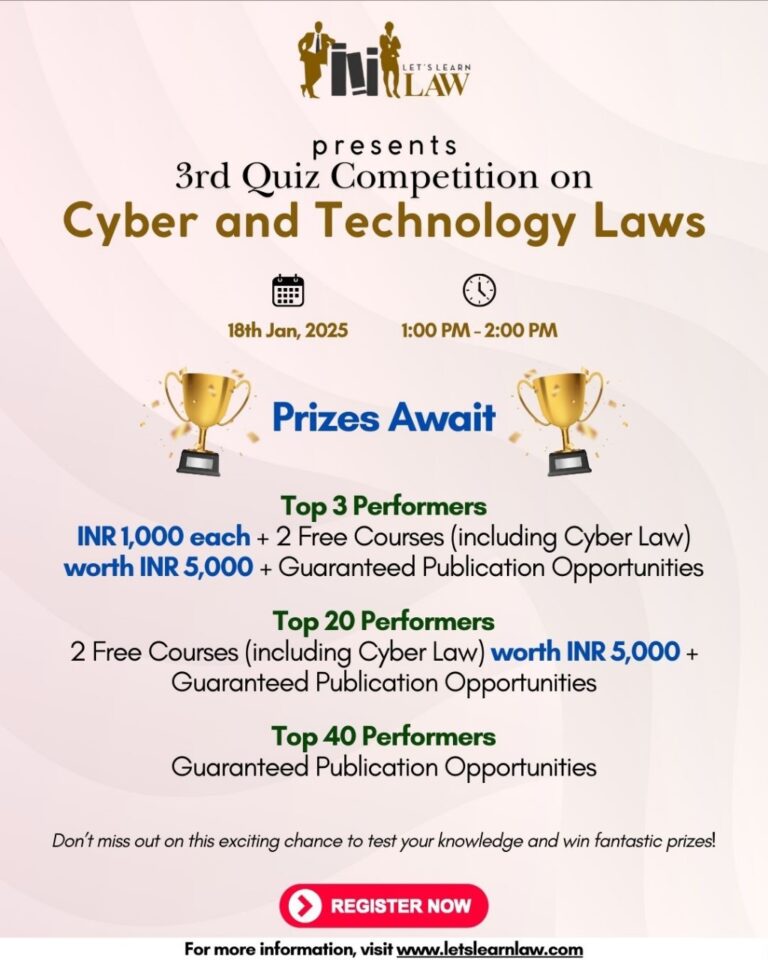 3rd Quiz on Cyber and Technology by Lets Learn Law: Register by 17th Jan. 2025