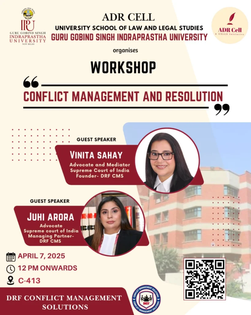 Workshop on Conflict Management and Resolution by USLLS ADR Cell ...