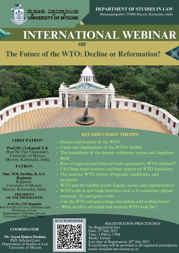 International Webinar on the Future of WTO Decline and Reformation 1