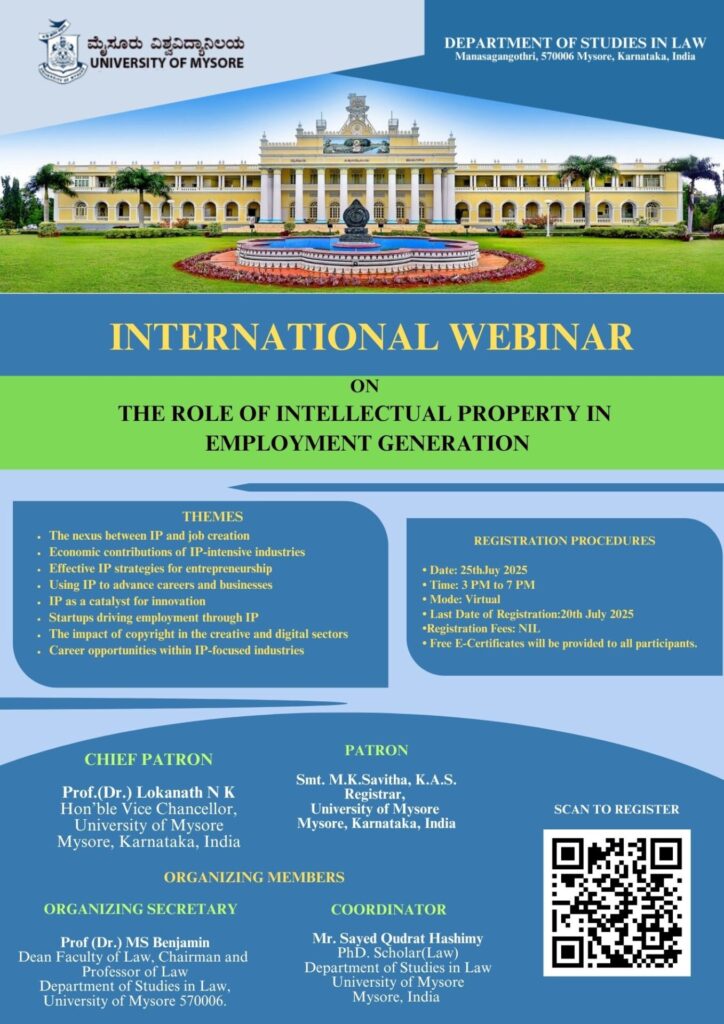 International Webinar on the Role of Intellectual Property in Employment Generation 1