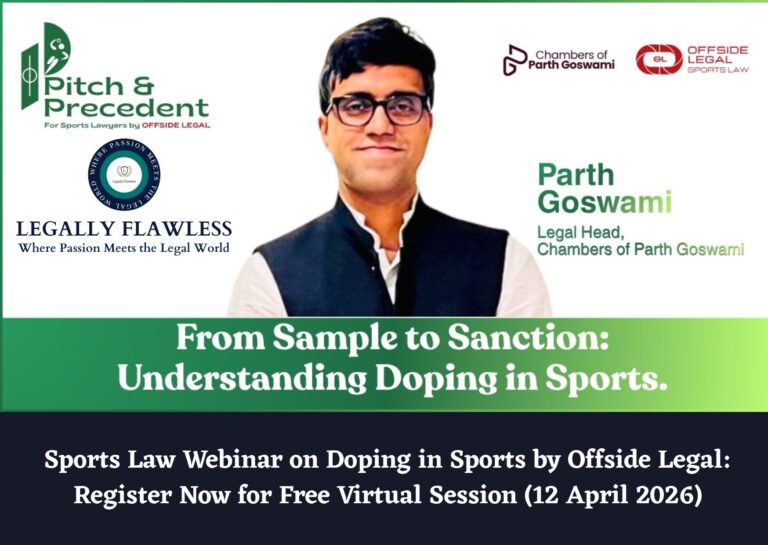 Sports Law Webinar on Doping in Sports by Offside Legal: Register Now for Free Virtual Session (12 April 2026)